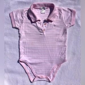 Babycottons Pink Striped Collared Onesie